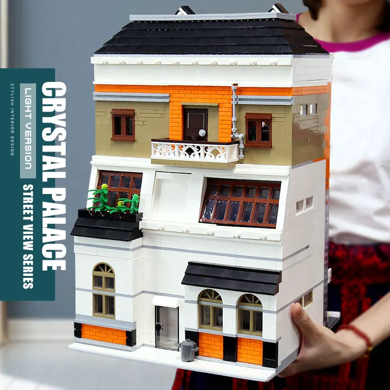 Форма KING MOC креативный Кристальный дом модель уличного вида строительные
