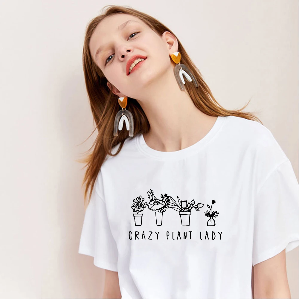 Футболка женская с принтом сумасшедших растений топ графическим рисунком для
