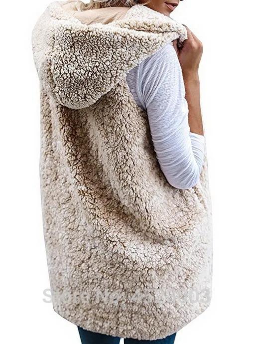 Женский зимний модный кашемировый кардиган с капюшоном пальто жилет из