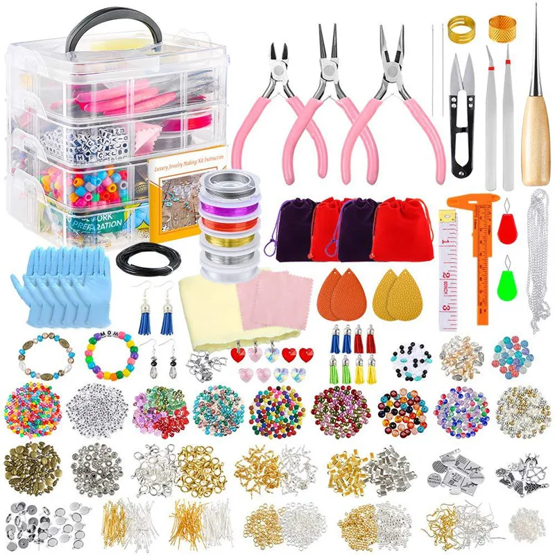 Jewelry Making Supplies Kit 4-layer DIY Handmade Bracelet Necklace Tool Accessory Set Acrylic Crystal Spacer Beads Female Gift