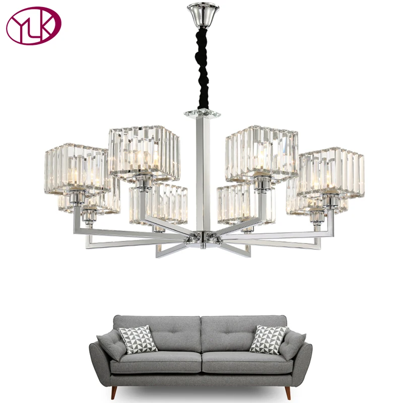 Новая Современная хрустальная люстра для гостиной роскошная хромированная
