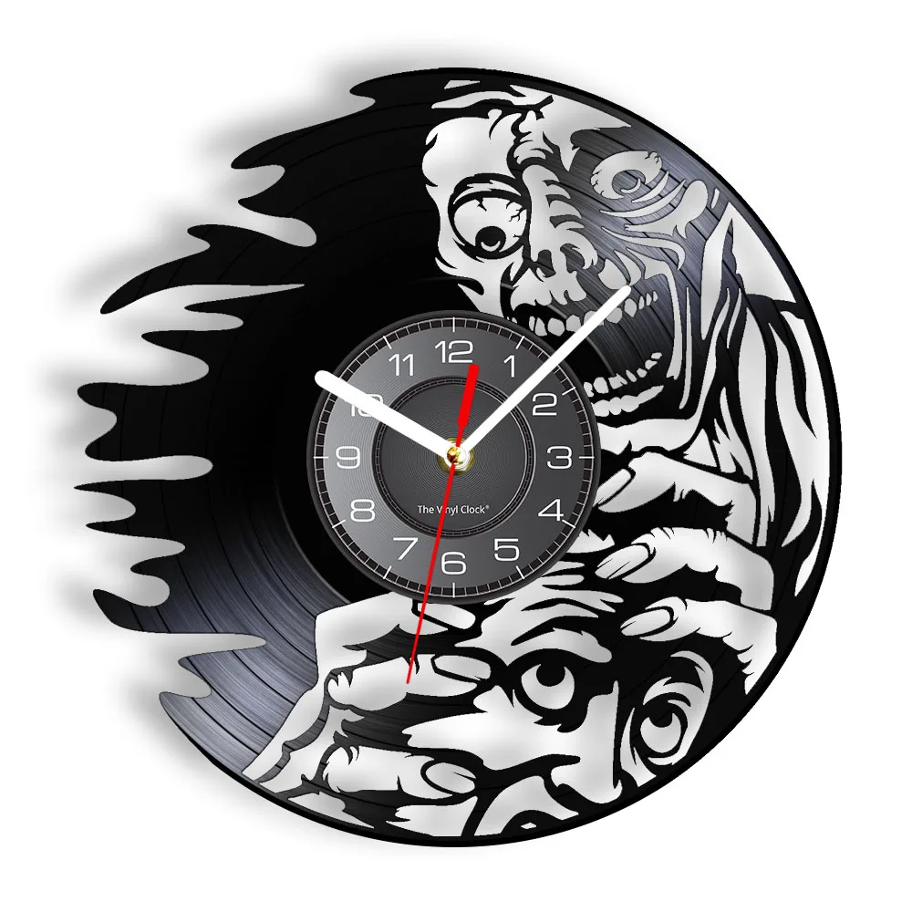 Zombie's Gonna Eat Your Brain Wall Clock Made Of Vinyl Record Horrible Halloween Decor Ghost Demon Themed Retro Wall Watch Art