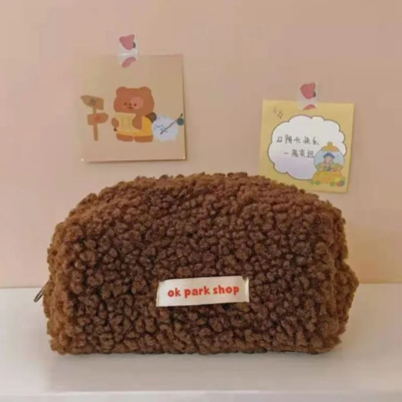 

Lamb Hair Cosmetic Bag Plush Storage Bag Cute Stationery Bag Lamb Hair Cosmetic Bag Portable Stationery Bag 1pc