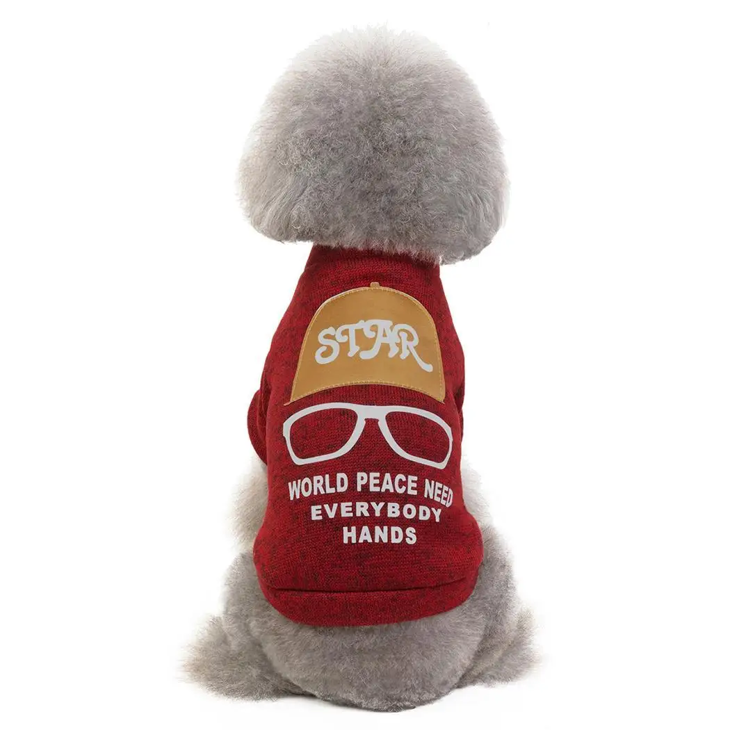 Пальто для щенков модный Повседневный пуловер с принтом питомцев собак кошек на