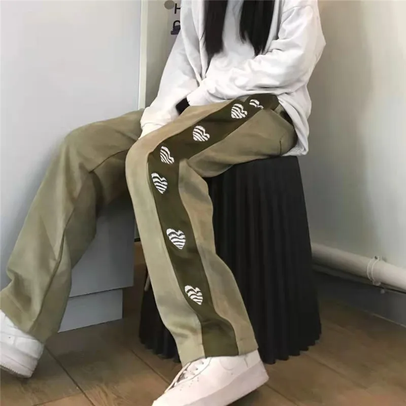 

Casual Wide Leg Pants for Women Clothing Korean High Waist Ins Patchwork Straight Trousers Female Loose Bf Long Capris Spring