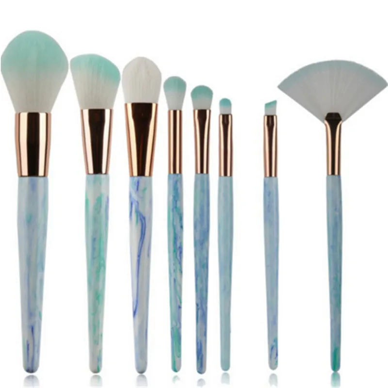 8 шт. красивые мраморные нефритовые кисти для макияжа набор теней век румяна