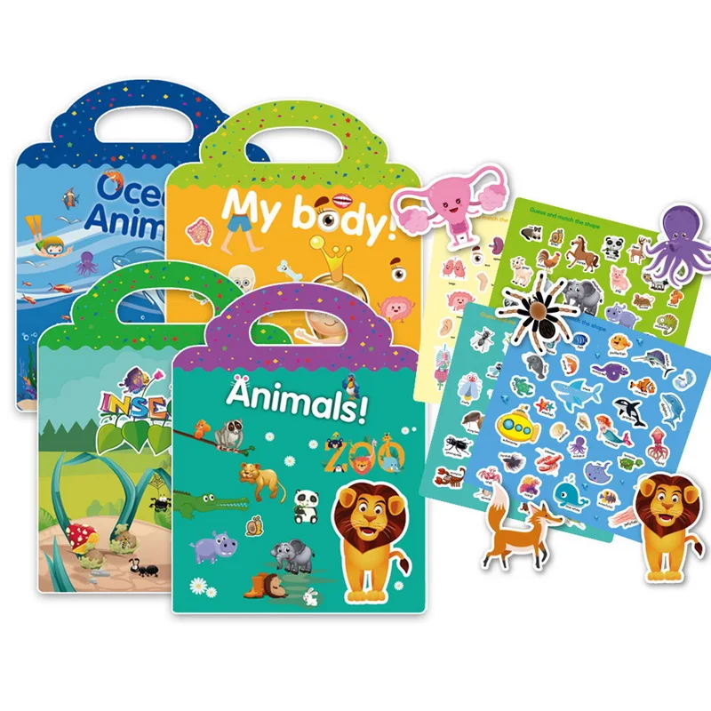 

Children DIY Stickers Books Reusable Scenes Stickers Puzzle Game Cartoon Stickers Learning Education Toys For Children Kids Gift
