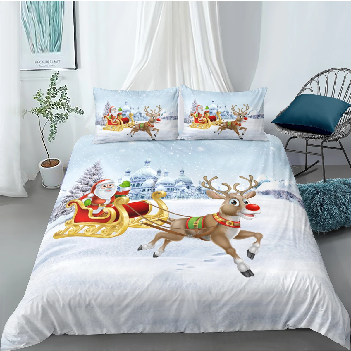 Precio Juego De Fundas De Edredón 3D, Juego De Ropa De Cama, Fundas De Edredón, Fundas De Almohada, Tamaño Doble, Diseño Individual, Ropa De Cama Personalizada Para Perro De Navidad
