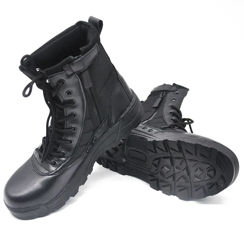 Прочные армейские походные дешевые черные кожаные ботинки |