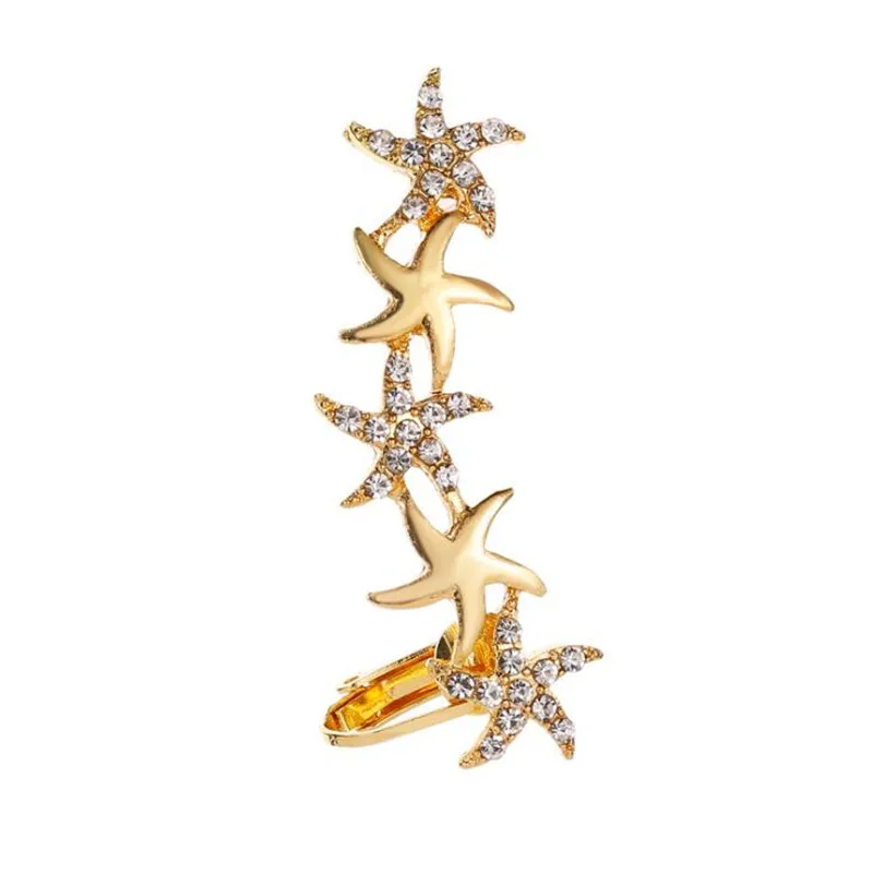 007 gold DIEZI цельные корейские Роскошные серьги-каффы для женщин и девушек, модные серьги-клипсы с кристаллами серьги-Каффы - Окраска металла: 007 gold