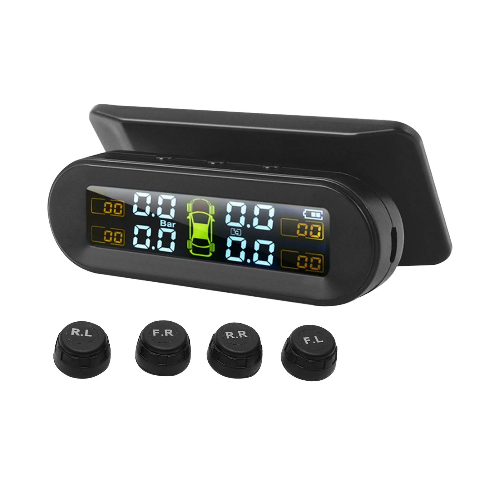 

IPX7 Waterproof External Internal Sensor High Precision Solar Power Car Tire Pressure Monitor HD Display TPMS USB Charging