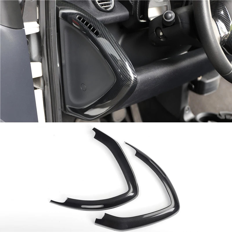 For Mercedes Benz Smart Fortwo 2009-2014 2PCS Carbon Fiber ABS Car Side Tripod Frame Cover Trim Car Styling