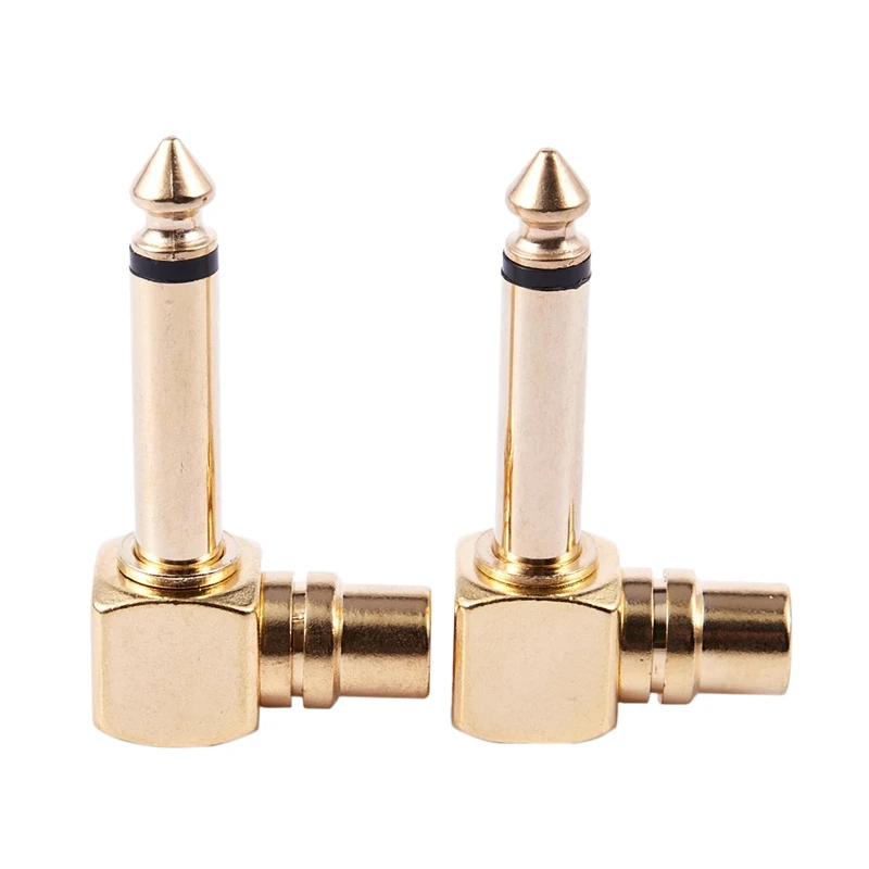 2-PACK RCA Женский Джек 1/4 дюйма моно-штекер прямоугольный аудио адаптер золото |