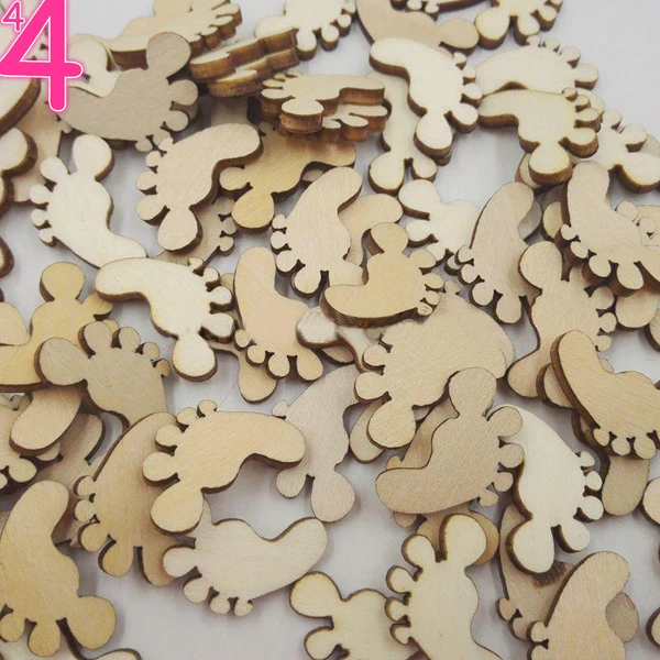 Baby Footprint Wooden Scrapbooking Embellishments 100 Pack Blank Wood Table Scatter for DIY Craft Shower | Дом и сад