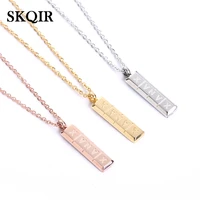 personalized vertical pill bar pendant necklace id stainless steel women charm choker chain necklace gold silver color jewelry