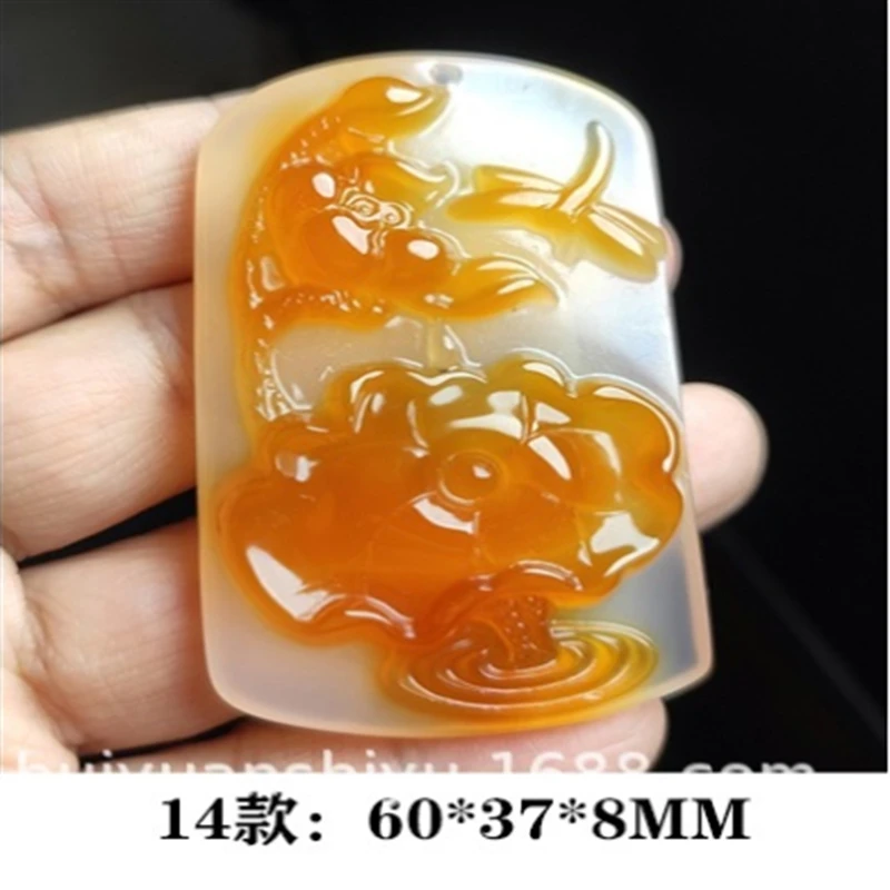 Hot Selling Natural Hand-carve Jade Ice Through -chalcedony Necklace Pendant Fashion Ornaments Men Women Lucky Gifts For Amulet | Украшения