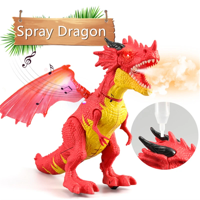 

Распылитель дракона Электрический динозавр освещение Прогулка дети питомцы игрушки животные модель мальчиков дети подарки на день рожден...