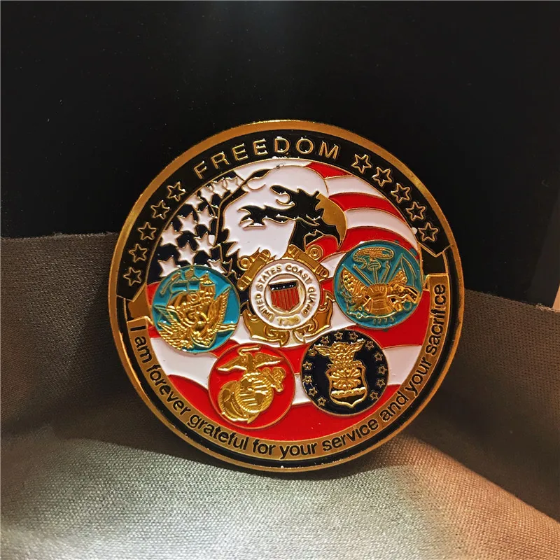 

100PCS US Free Eagle Totem Proud Military Family Challenge Coin Veteran Army Navy Marine Corps Armed Forces Collection Gift