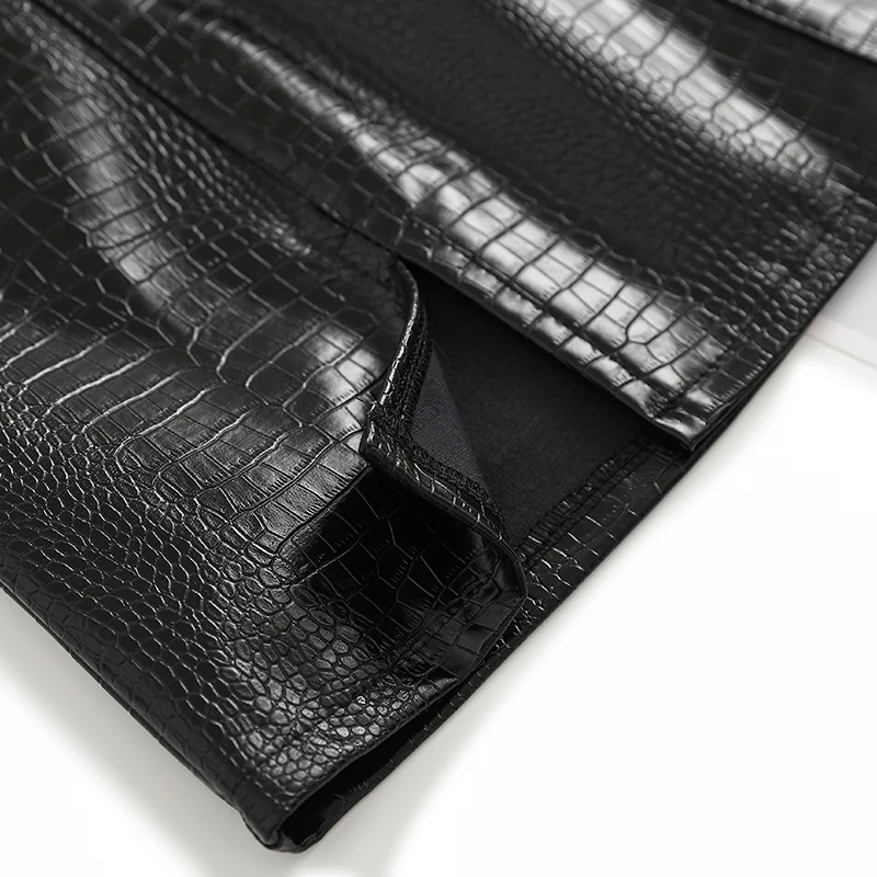 

SISPELL PU Skirts For Female High Waist Slimming Solid Color Side Slip Women's Sexy Skirt Fashion Streetwear New 2021