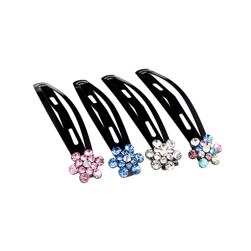 

5 Color Colorful Snowflake BB Clip Metal Hair Clips For Women Crystal Barrettes Headwear Girls Kids Bangs Hairpins Children 7CM