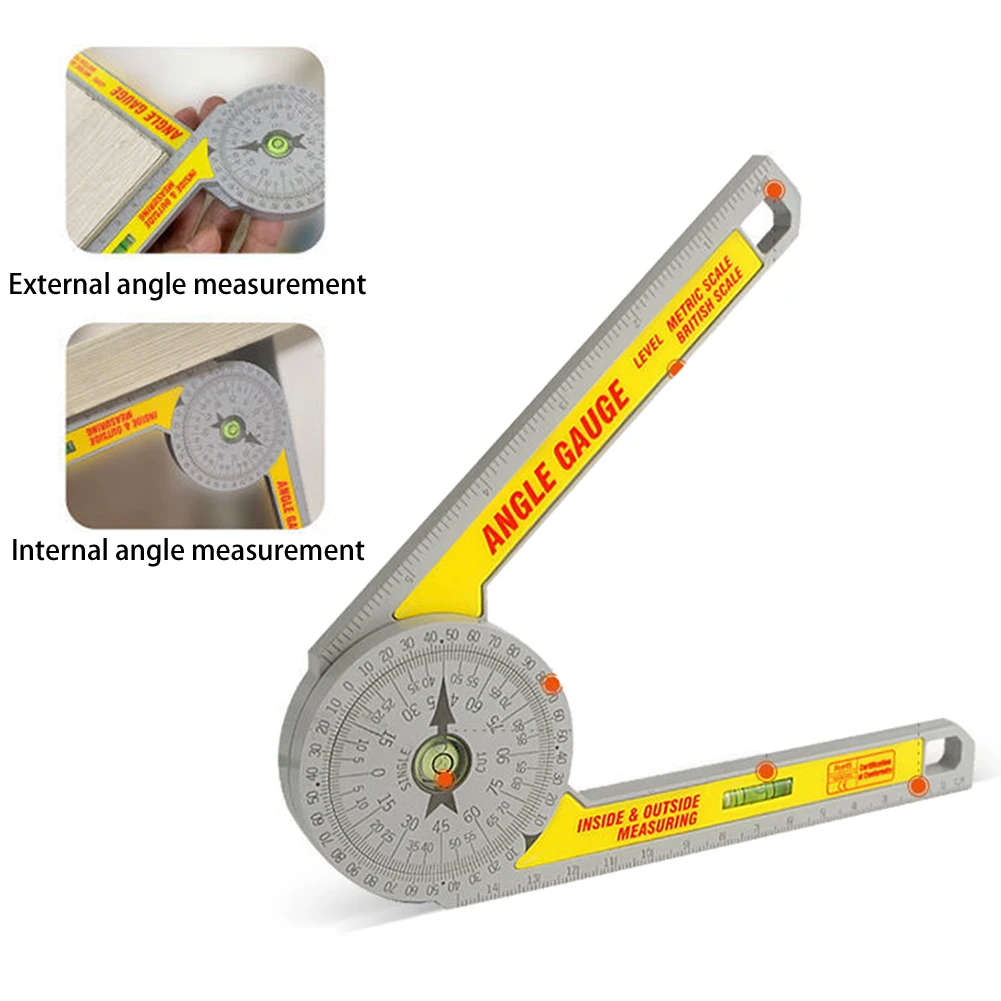 

NEW 360 Degree Miter Saw Protractor with Leveling Bubble High Accuracy Angle Finder Gauge Goniometer Measuring Ruler Tool