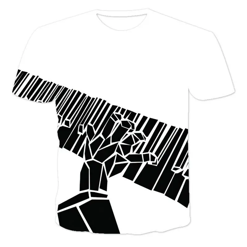 

Amoi Men And Women Personality Fresh And Versatile Black And White 3D Popular Casual Short-Sleeved T-Shirt XXS-6XL Wholesale