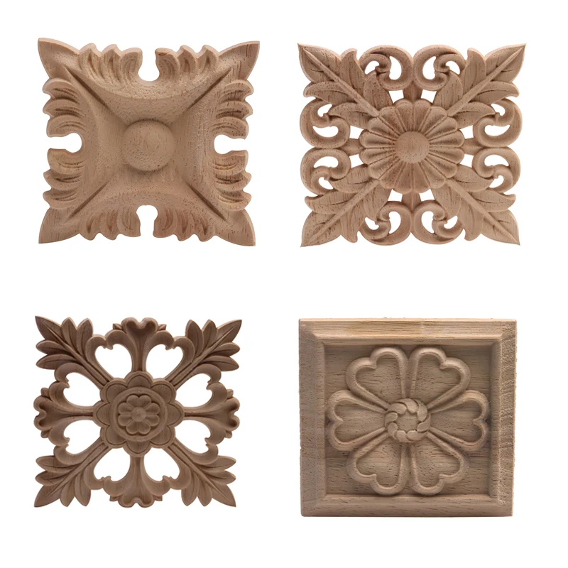 

Wood Applique Wood Decal Solid Wood Carved Door Cabinet Door Patch Flower Wholesale European-style Home Decoration Accessories