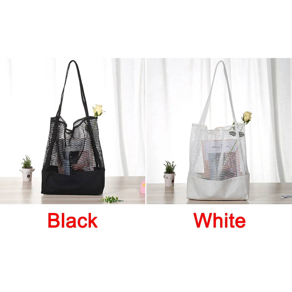 

Women Breathable Lightweight Large Capacity Canvas Pouch Eco-friendly Shopping Bag Fashion Fine Mesh Shoulder Bag Durable