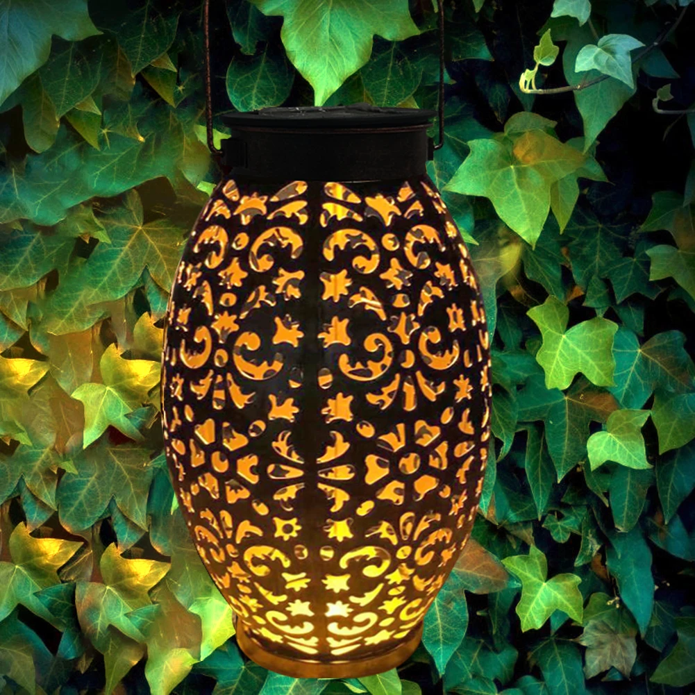 Солнечного света ручка наружные садовые фонари Декор Ретро полые Фонари