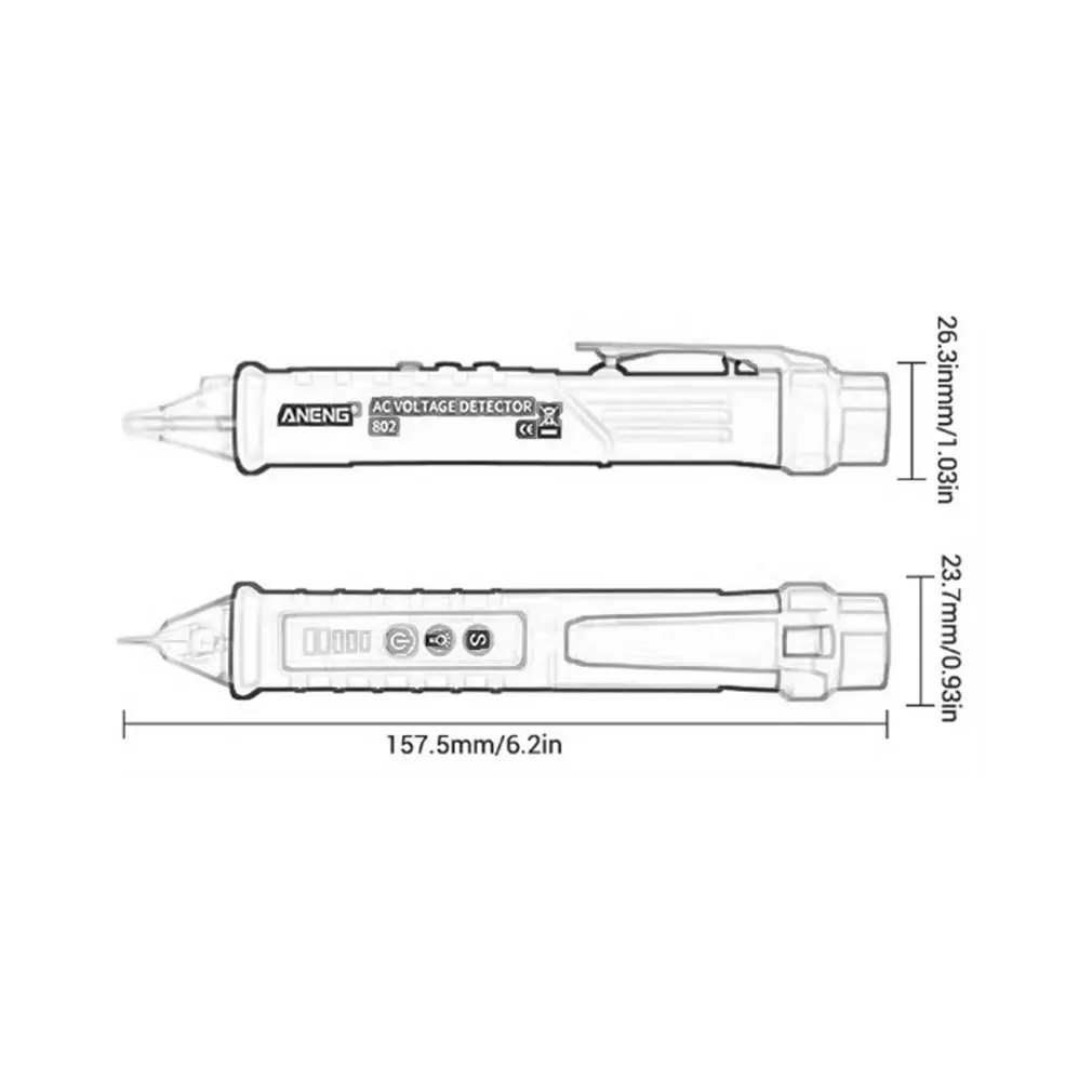 

VD802 Digital Voltage Detector 12-1000V AC / DC No Contact Pen Portable Volt Current Meter Electric Test Pen
