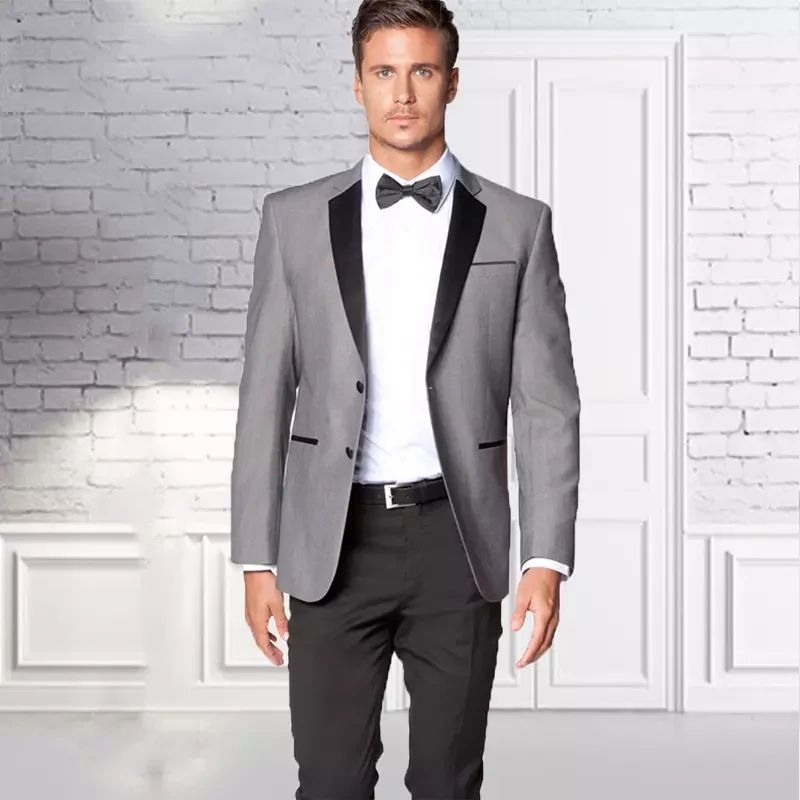 Koop Custom Mens Suits Voor Bruiloft Zwart Revers Slim Fit Trouwjurk Bruidegom/Bruidsjonkers Dragen Prom Casual Suits (Jas + Broek + Vest)