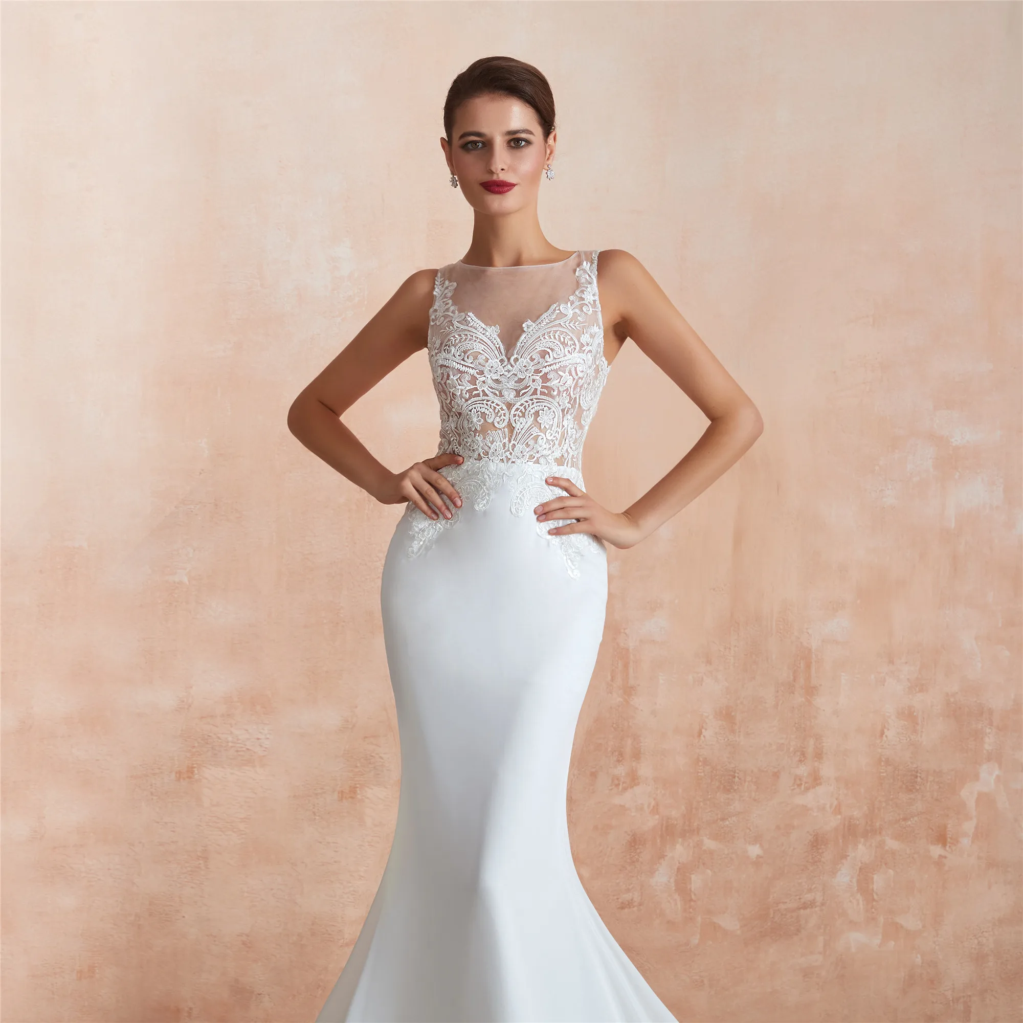 Vestido Novia белый шифон цвета слоновой кости русалка свадебное платье открытая спина