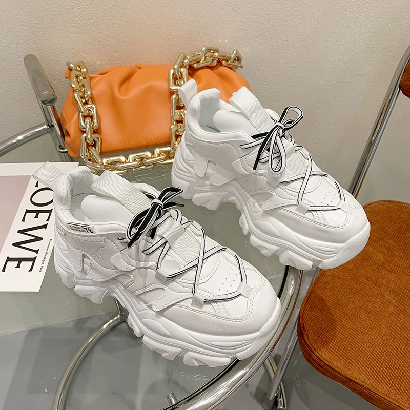 

Женские кроссовки на платформе, повседневные кроссовки на массивной подошве, спортивные, увеличивающие рост, 2021