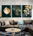 Настенное искусство абстрактная картина с изображением золотых растений листьев современный стиль холст печать художественный постер для гостиной уникальное украшение