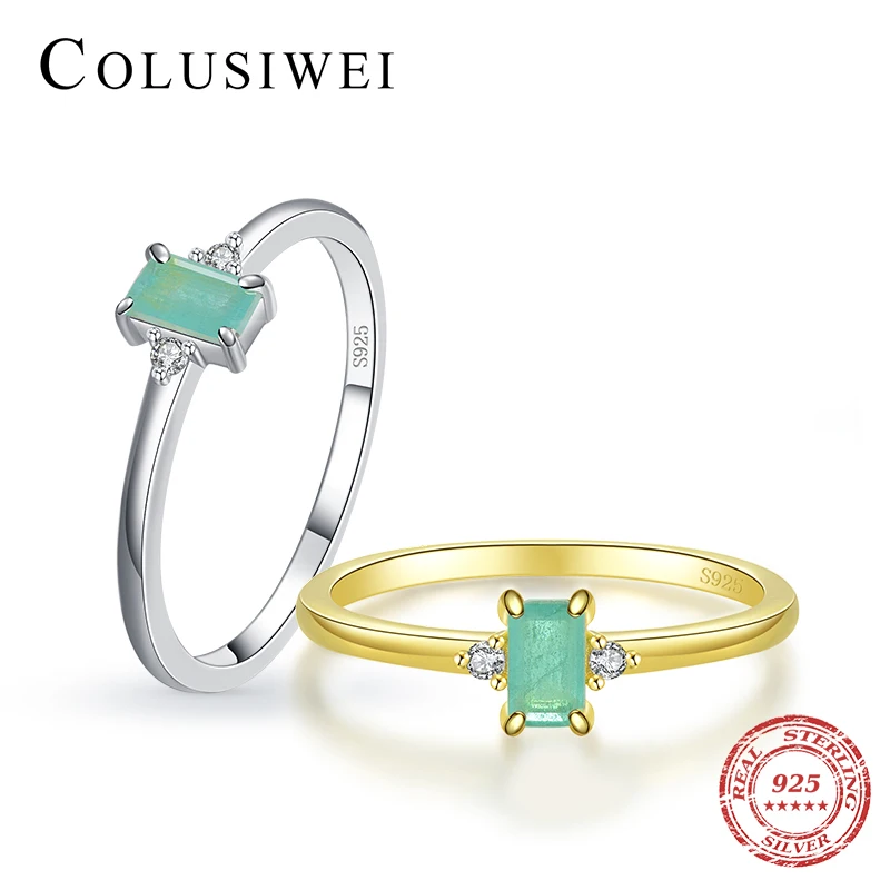 

Colusiwei Genuine 925 Sterling Silver Romantic Paraiba Tourmaline Finger Ring For Women Fine Jewelry Korean Style Anel 2020 NEW