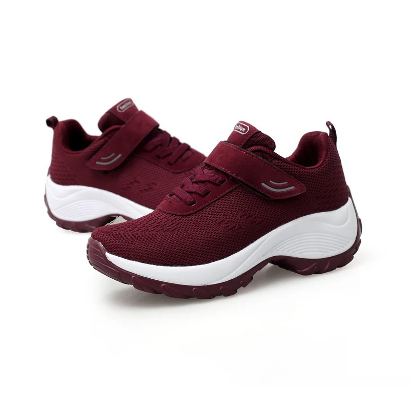 Women Running Shoes Height Increase Platform Sneakers Lace Up Anti-slip Light Fitness Shoes Comfort Gym Shoes