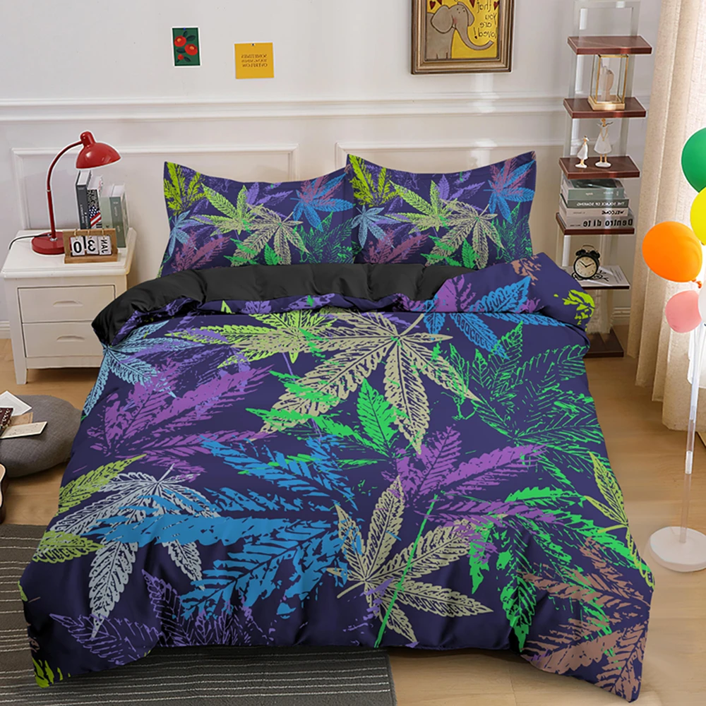 

Plants Printing Bedding Set Weed Leaves Duvet Cover Queen King Size Quilt Covers With Pillowcase 2/3 Pieces Bedclothes