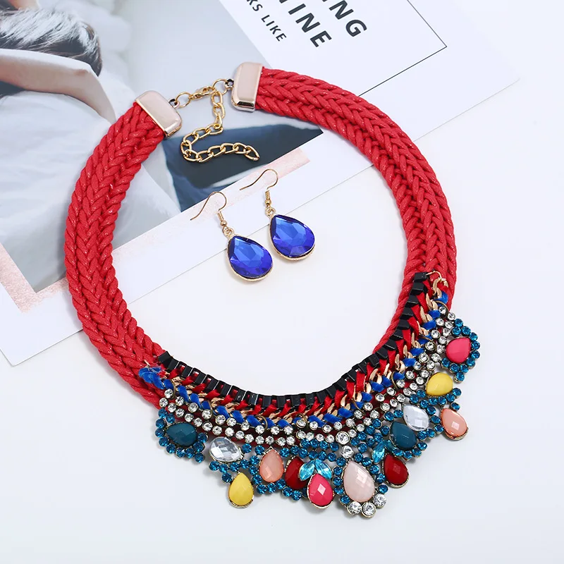 Богемное ювелирное изделие модное ожерелье серьги украшенные роскошным