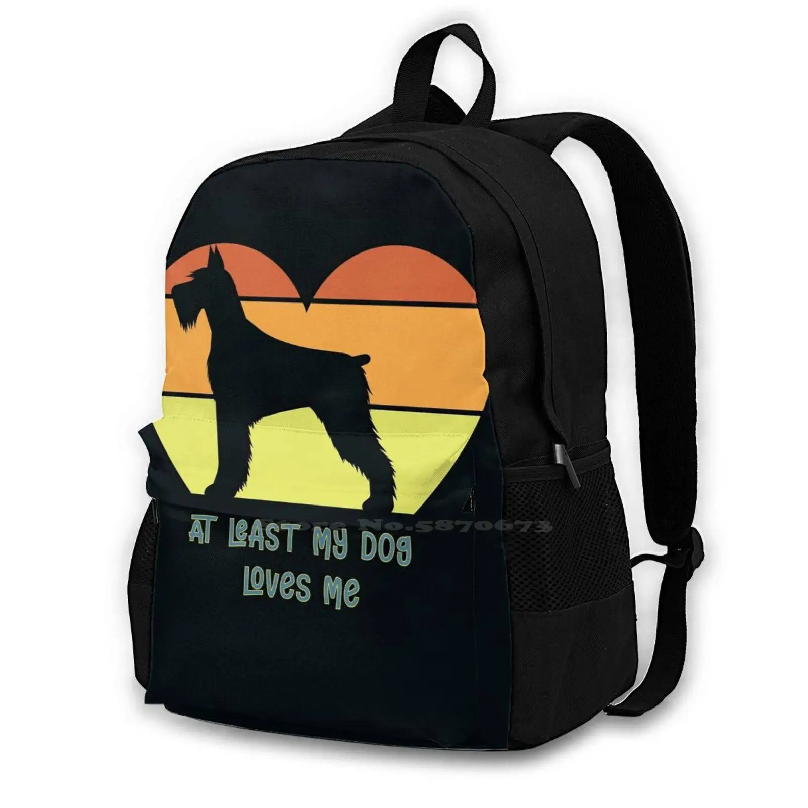 

At Least My Dog Loves Me Classic T-Shirt Funny Up Funny Shirt For Girl-For Woment Funny Love School Bag Big Capacity Backpack