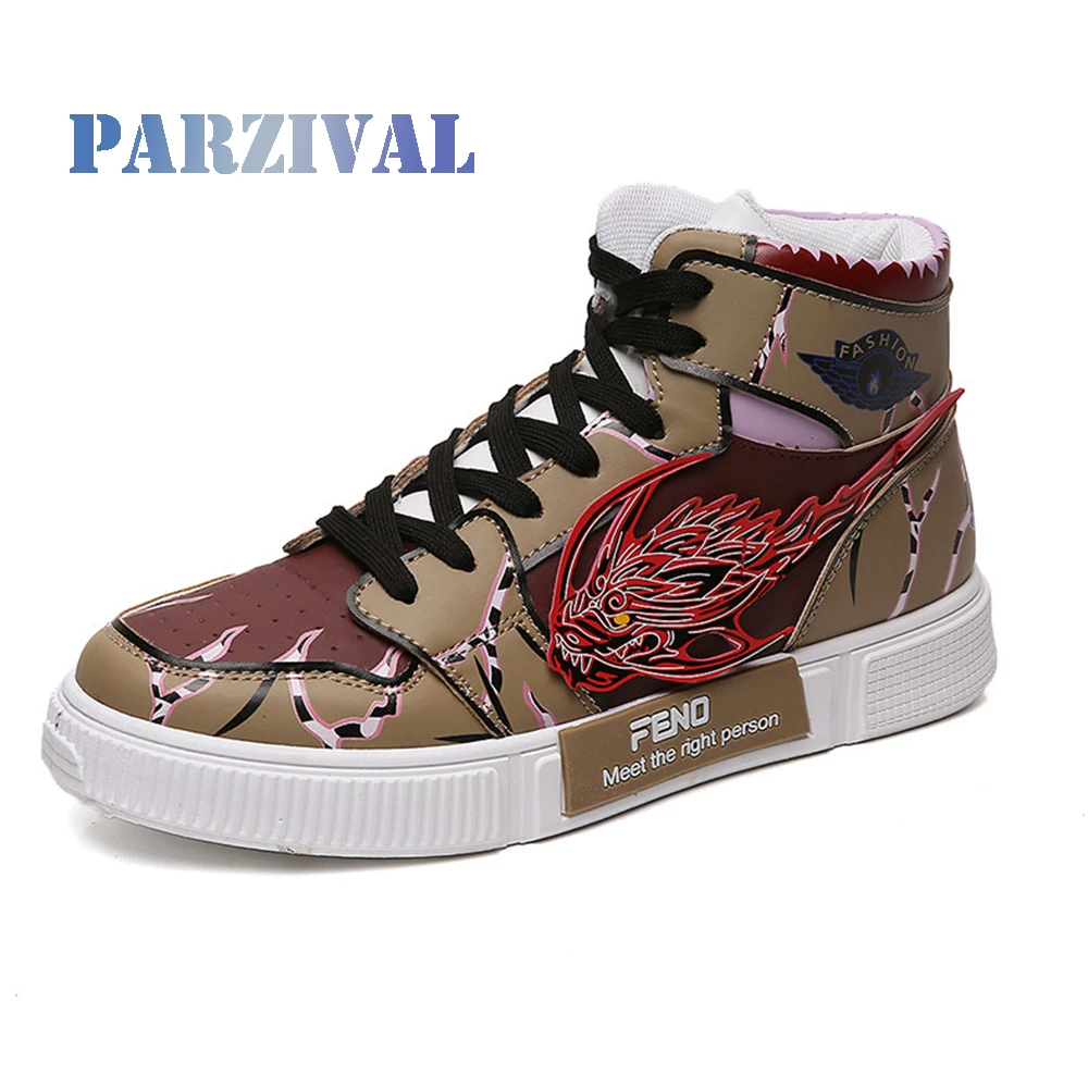 Кроссовки PARZIVAL с высоким верхом для мужчин и женщин аниме Вулканизированная