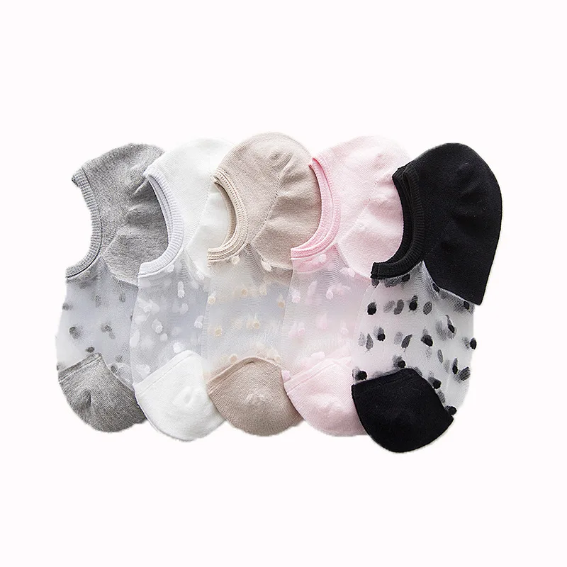 

1Pairs Crystal Lace Socks Summer Women Transparent Lace Silk Flower Girls Elastic Invisible Short Boat Socks Female Sox