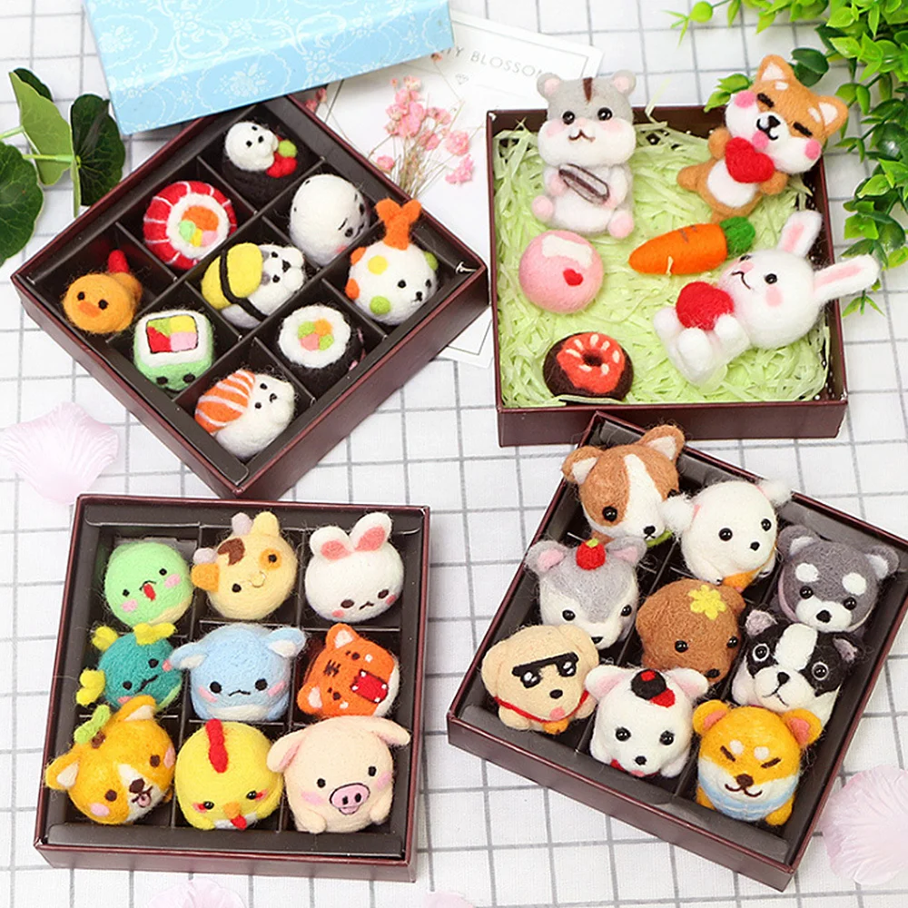 Новая мода DIY Войлок мультфильм Медведь Кролик кошка суши с материалом посылка
