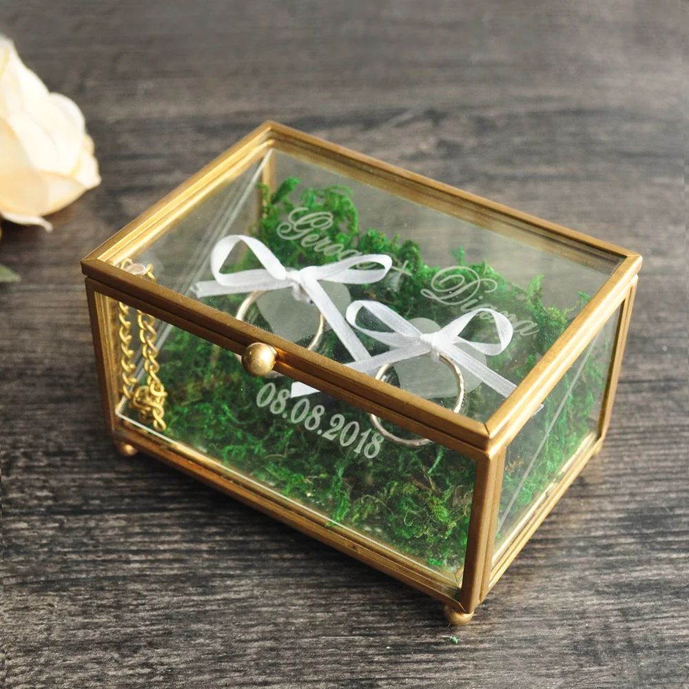 Caja rustica del portador anillo de boda caja geometrica sostenedor cristal la anillo|Украшения своими руками для
