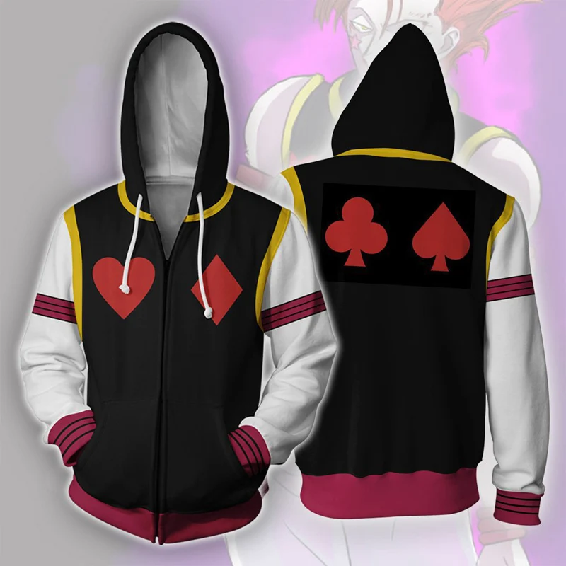

Costumes HUNTERxHUNTER Cosplay Hoodies Gon Freecss Costume Hisoka Killua Zoldyck Hooded Zip Jacket Adult Halloween Sweater Coats