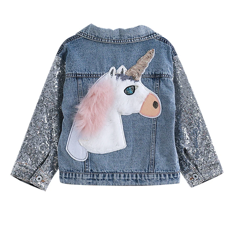 Girls Unicorn Denim Coats Spring Kids Jackets Clothes Outerwear Jean &amp for 3 12Y | Детская одежда и обувь