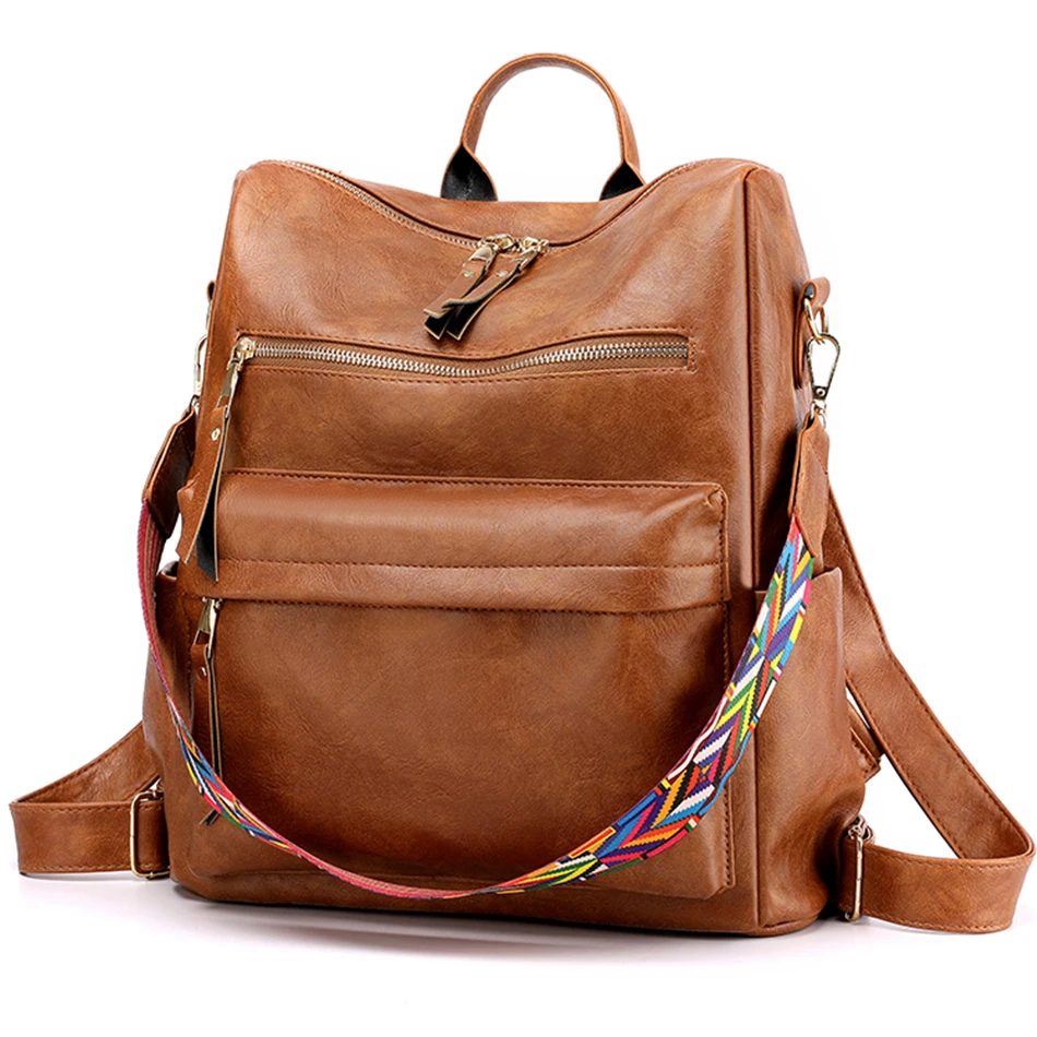 

Women Fashion Backpack Purse Vintage Luxury Design Multifunction Travel Bag for Female Soft PU Leather Handbags and Shoulder Bag