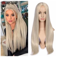 wignee long straight hair synthetic wig for women blonde natural middle part hair heat resistant fibernatural daily hair wig