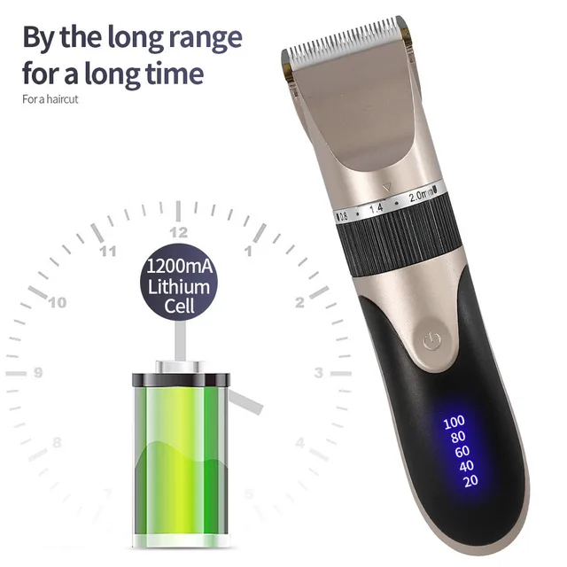 Washable Rechargeable Hair Clipper Professional Barber Trimmer With Carbon Steel Cutter Head 2