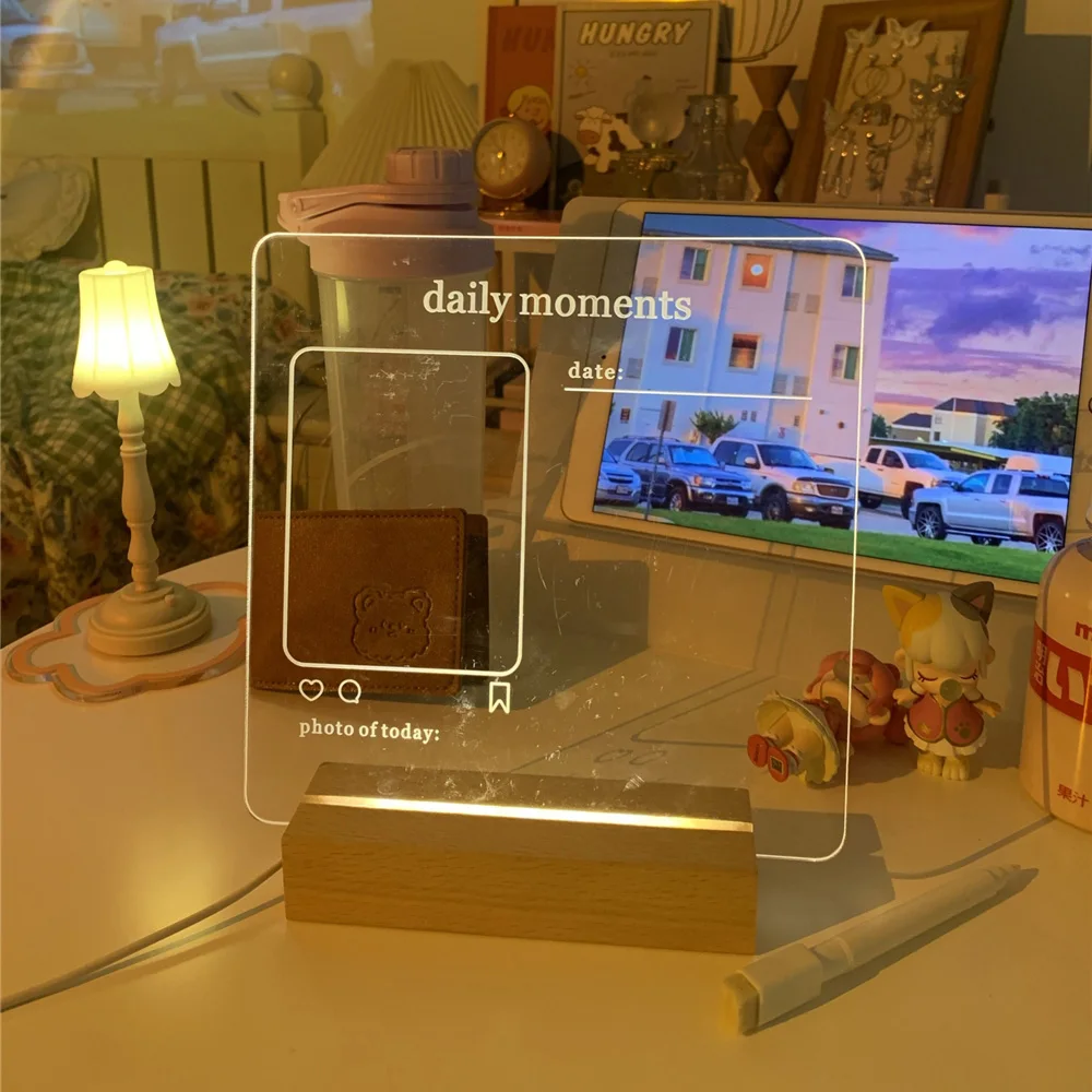 Прозрачная акриловая доска для сообщений с USB-портом настольный фотоальбом ручек