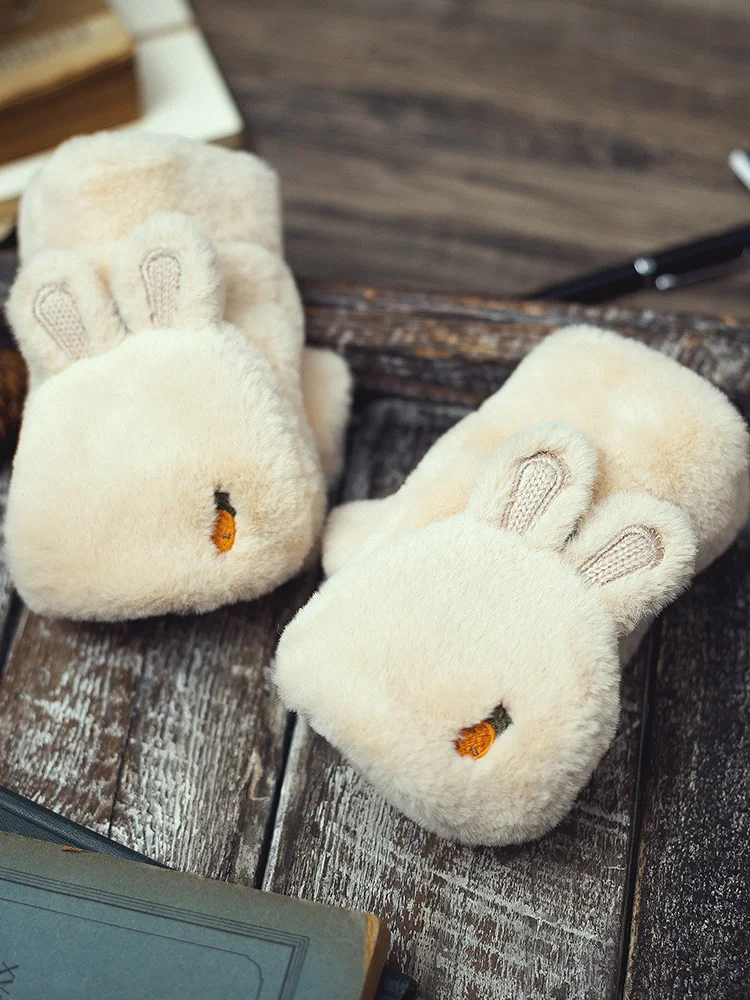 

ITAX-9920 Flap gloves rabbit ears female students winter warm cute girl cartoon half finger